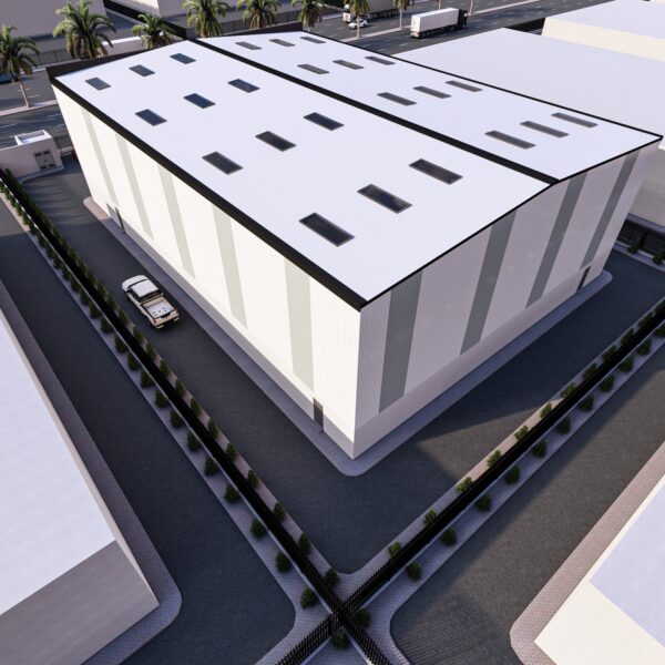 المنطقة الداخلية النظيفة لمصنع دانات نجد للمخبوزات في مدينة الزامل، تظهر أرضيات الإيبوكسي وأساسات الأفران التي نفذتها إسنادكو.