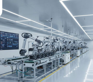 خط إنتاج ذكي داخل مصنع حديث في السعودية يطبق معايير مبادرة مصانع المستقبل والأتمتة الصناعية.