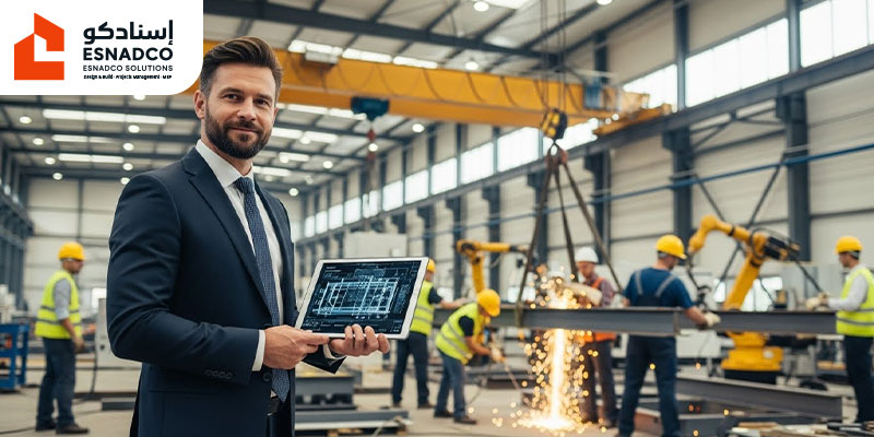 حساب تكاليف تطوير المصنع واستثمار الإعفاء من المقابل المالي في توسعة المنشأة.