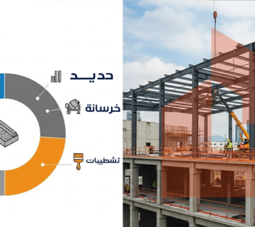 توزيع تكلفة بناء مصنع في السعودية شامل الهيكل المعدني والتشطيبات 