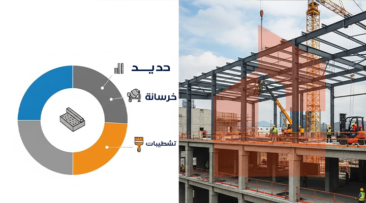 توزيع تكلفة بناء مصنع في السعودية شامل الهيكل المعدني والتشطيبات 